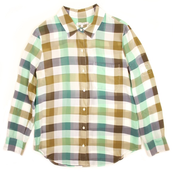 *BUNDLE OF 2* Madewell Plaid Silk Button Up Shirts - Picture 2 of 7